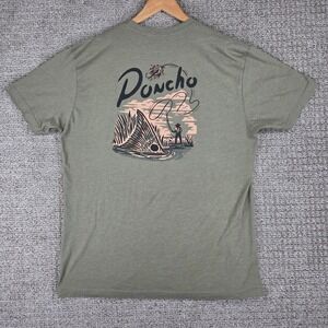 Poncho Outdoors Mens XL Fly Fishing Graphic T-Shirt Green Fish Short Sleeve